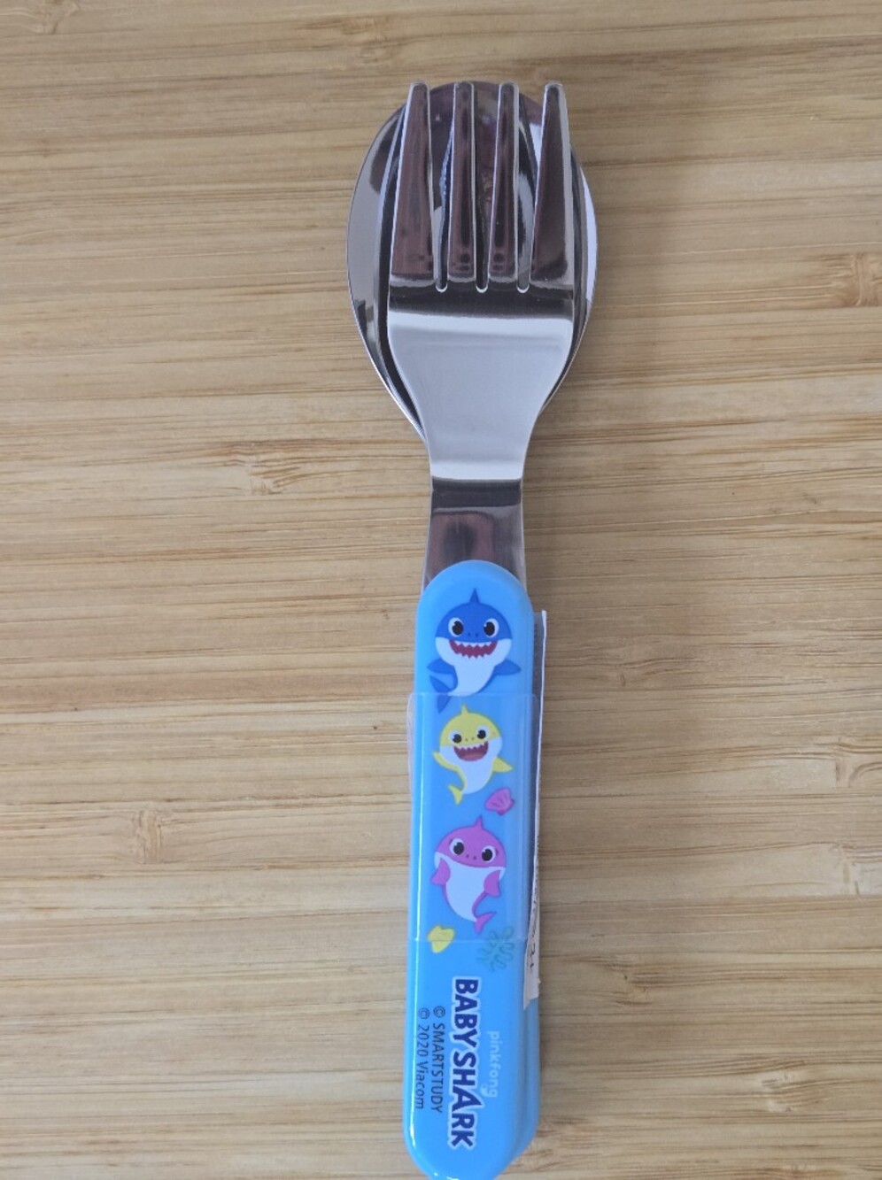 Pink Fong Kid's Baby Shark Kids Stainless Steel Toddler Safe Fork Spoon Set